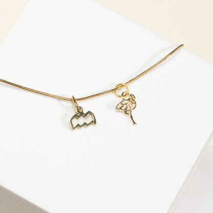 Kette 18K vergoldet mit Sternzeichen und Flamingo (personalisiert)