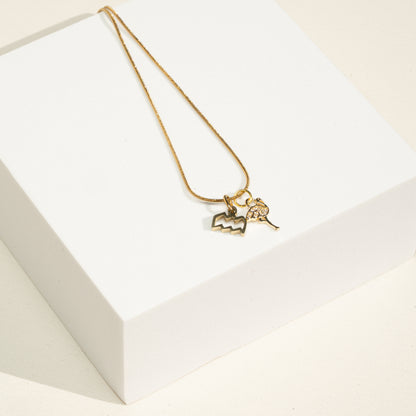 Kette 18K vergoldet mit Sternzeichen und Flamingo (personalisiert)