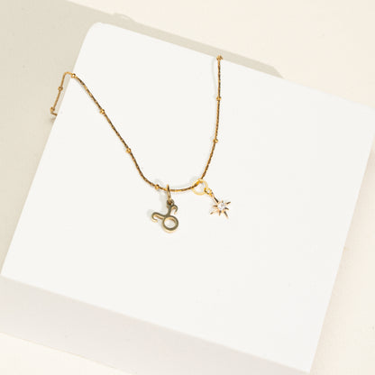 Kette 18K vergoldet mit Sternzeichen und Stern (personalisiert)