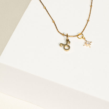 Kette 18K vergoldet mit Sternzeichen und Stern (personalisiert)