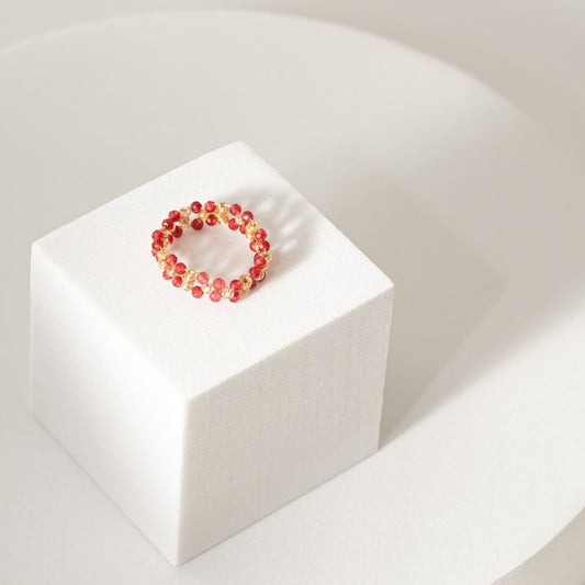 Perlen Ring mit Granatperlen, handgemacht