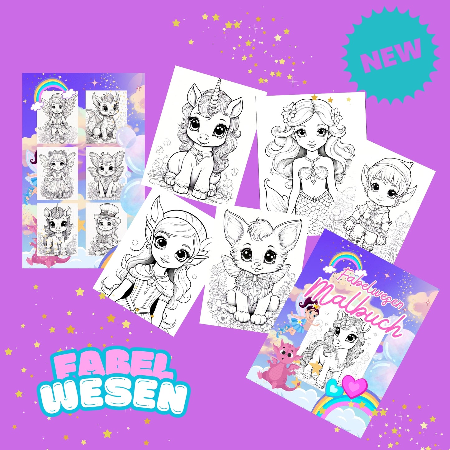 Malbuch für Kinder -Fabelwesen