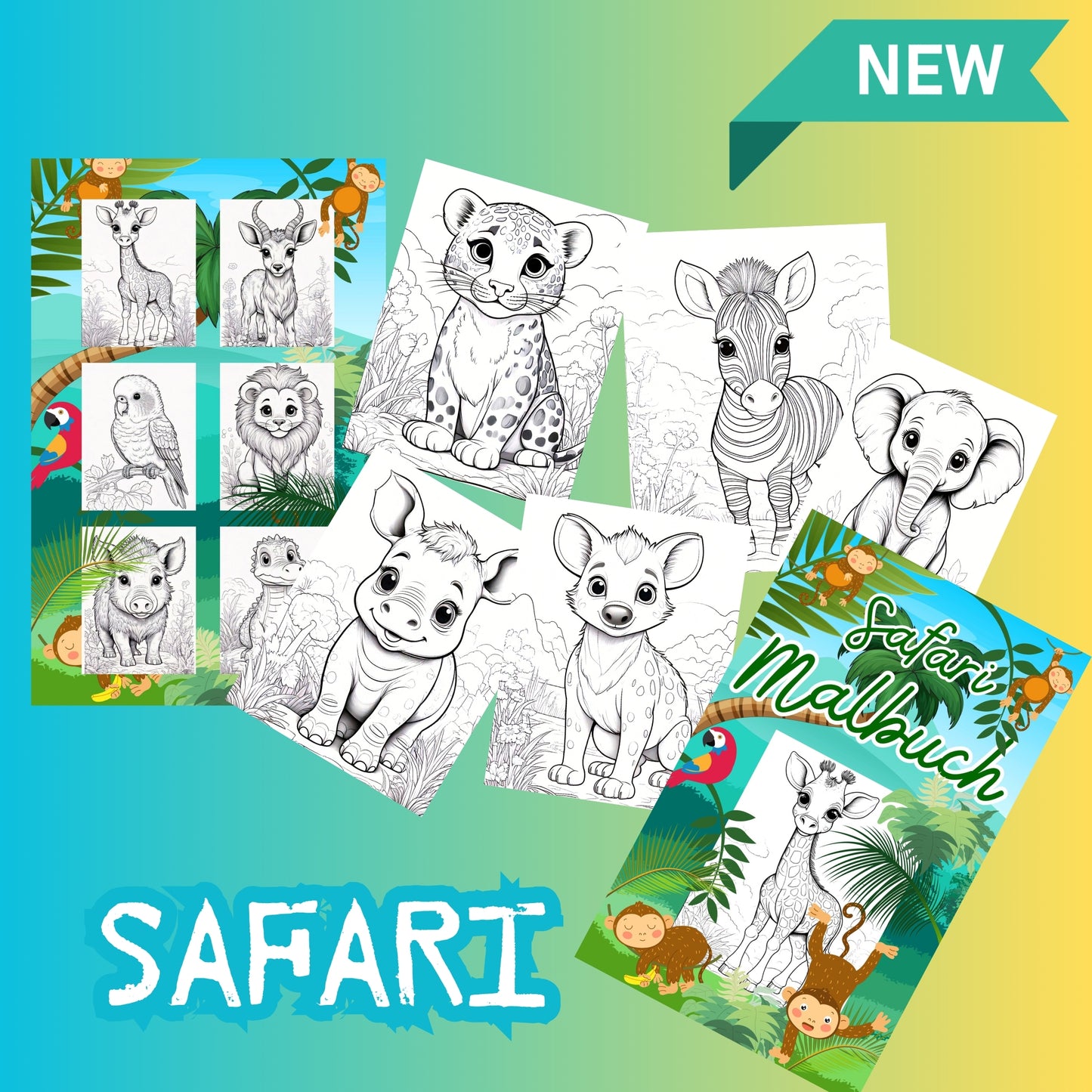 Malbuch für Kinder - Safari Abenteuer