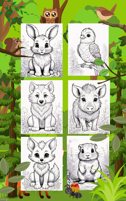 Malbuch für Kinder - Im Wald