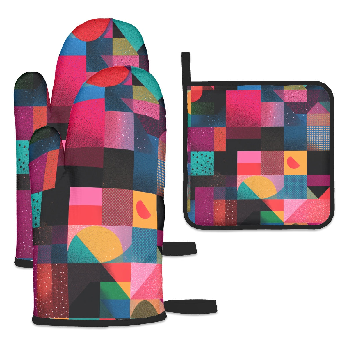 Ofenhandschuh- und Topflappen-Set (3-teilig)