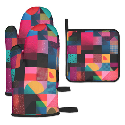 Ofenhandschuh- und Topflappen-Set (3-teilig)