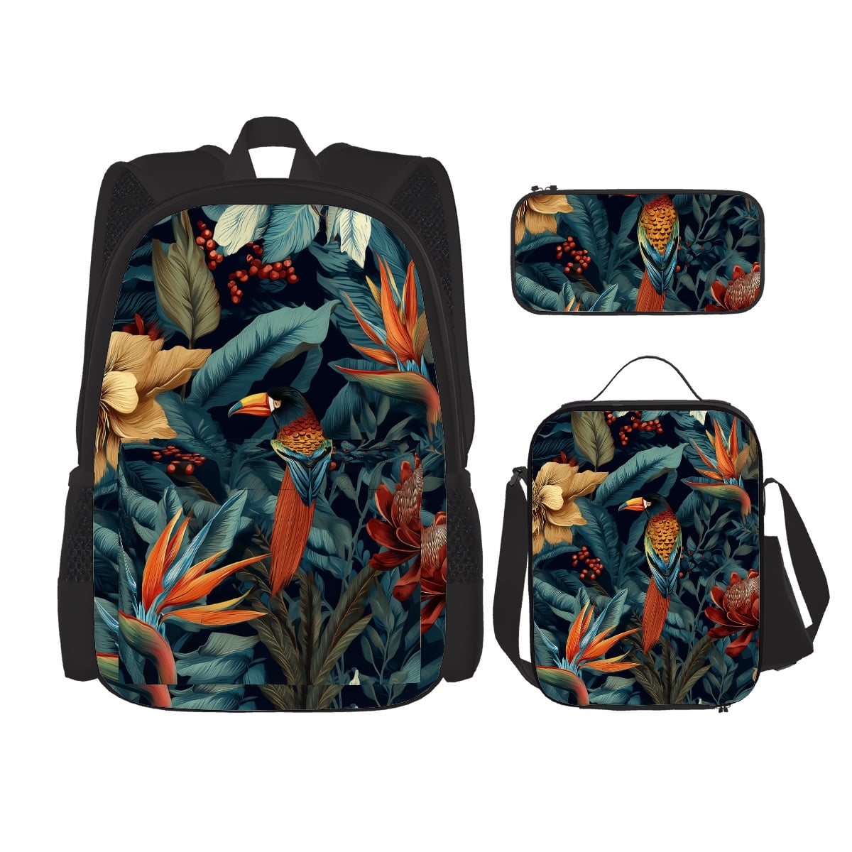 3-teiliges Set: Rucksack, Lunchbag & Federmäppchen