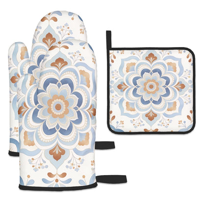Ofenhandschuh- und Topflappen-Set (3-teilig)