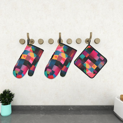 Ofenhandschuh- und Topflappen-Set (3-teilig)